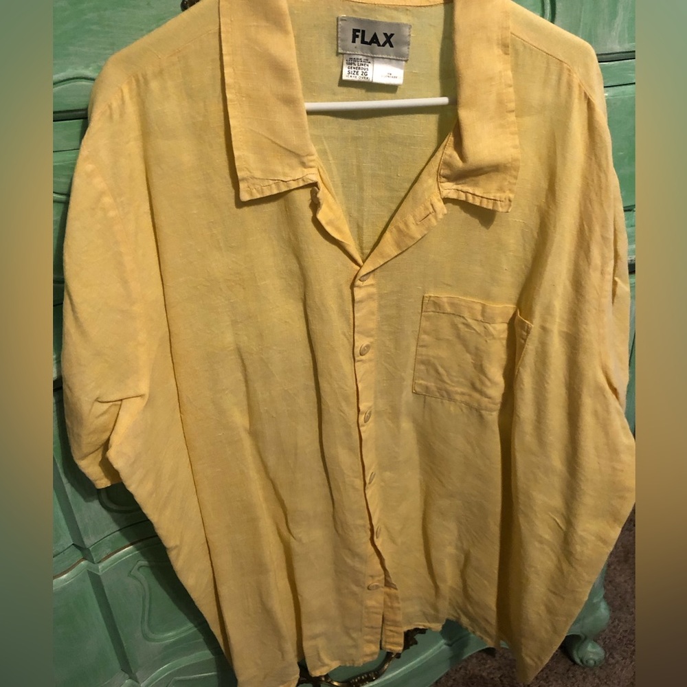 Flax yellow linen top